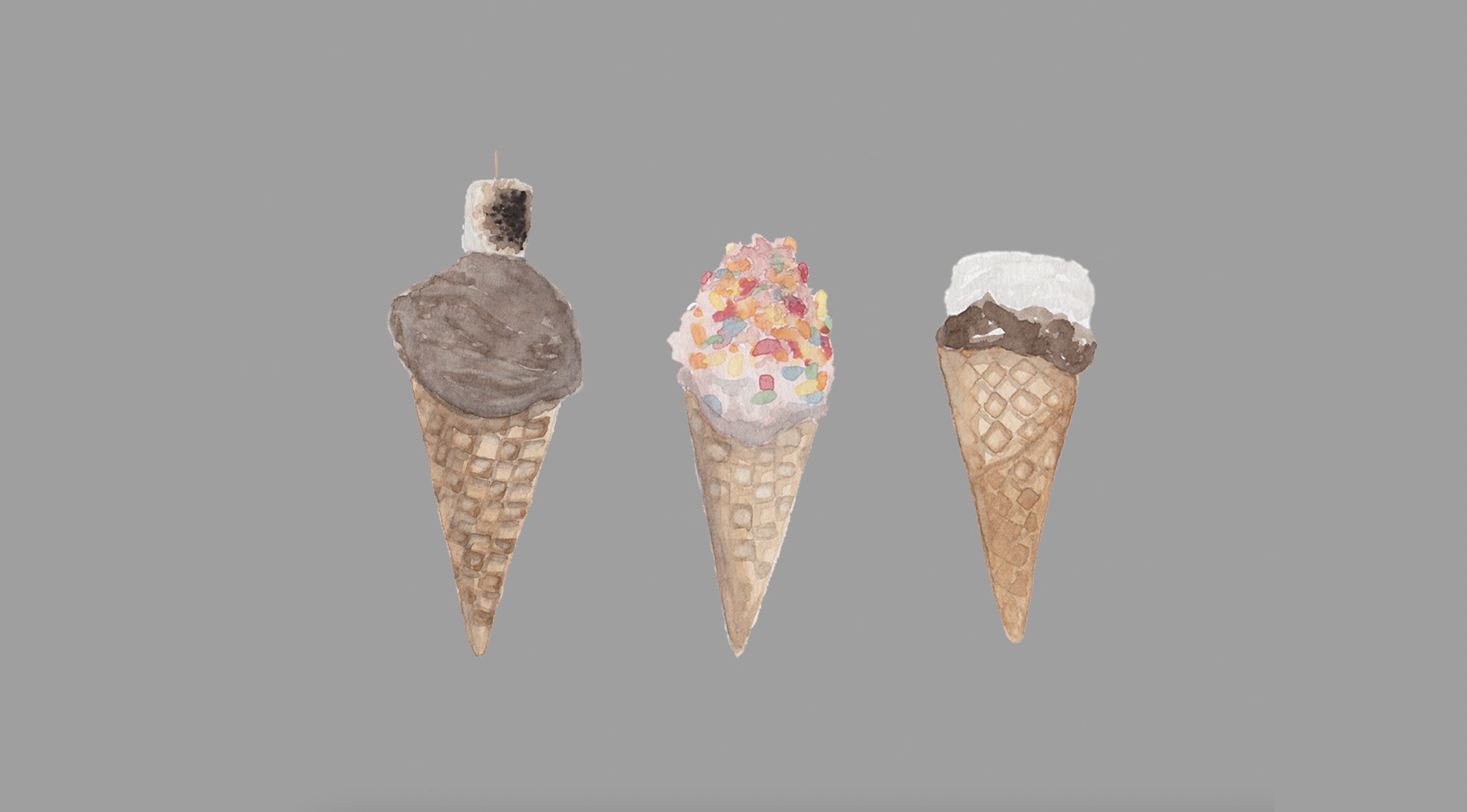 Ice Cream Cone Watercolor Clipart preview image.