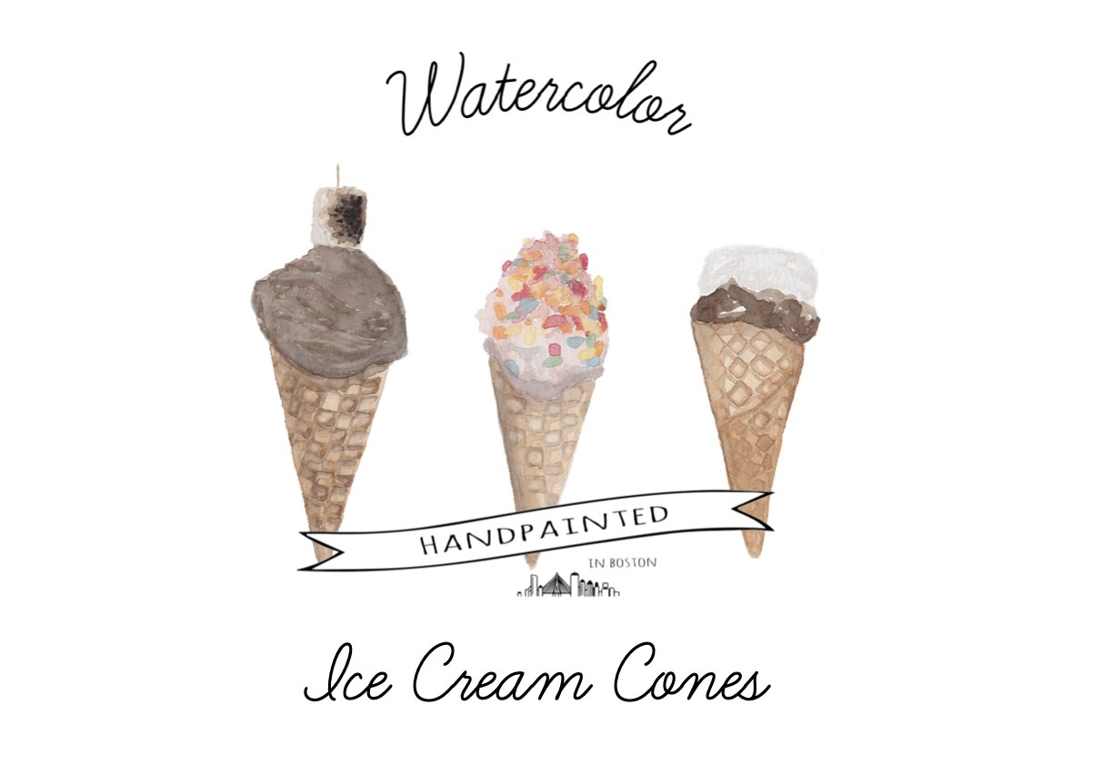 Ice Cream Cone Watercolor Clipart cover image.