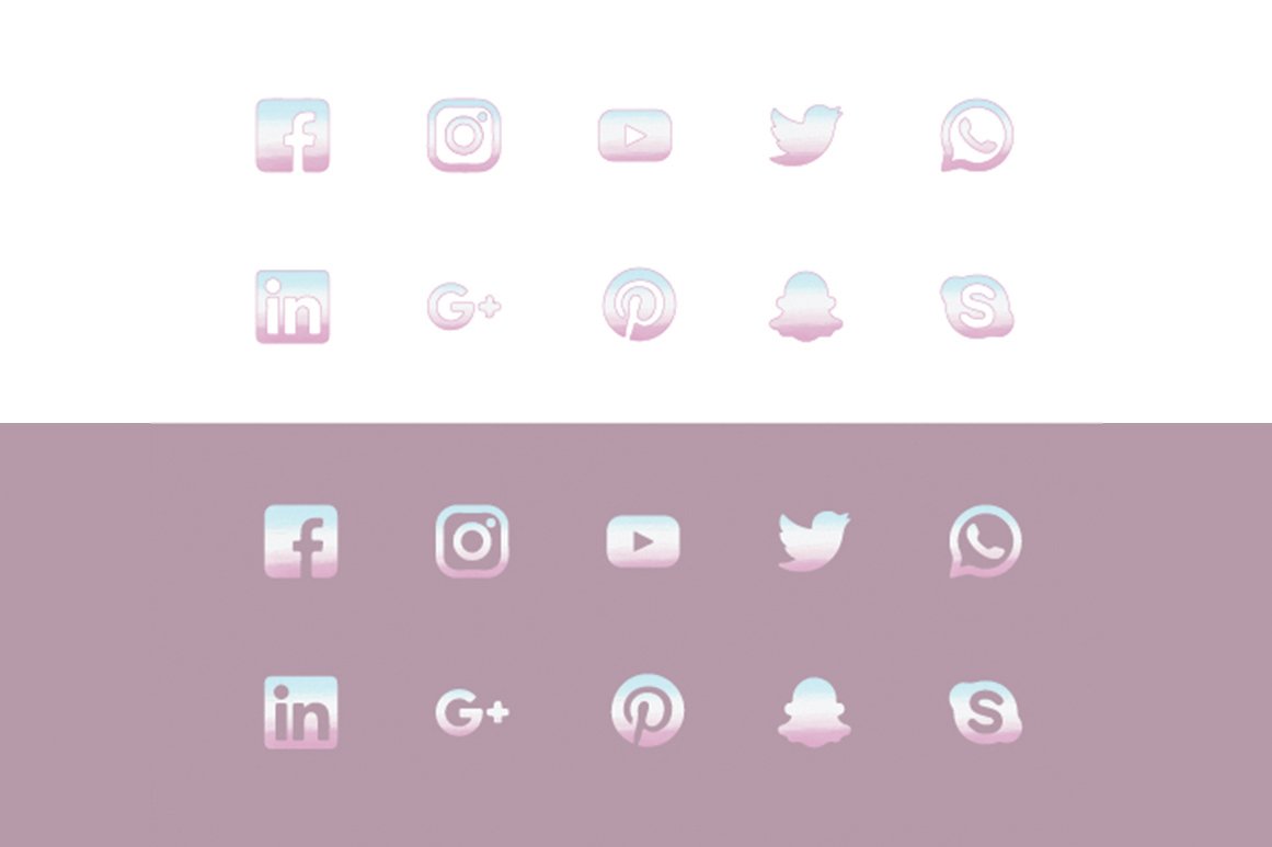 Watercolor Ombre Social Media Icons preview image.