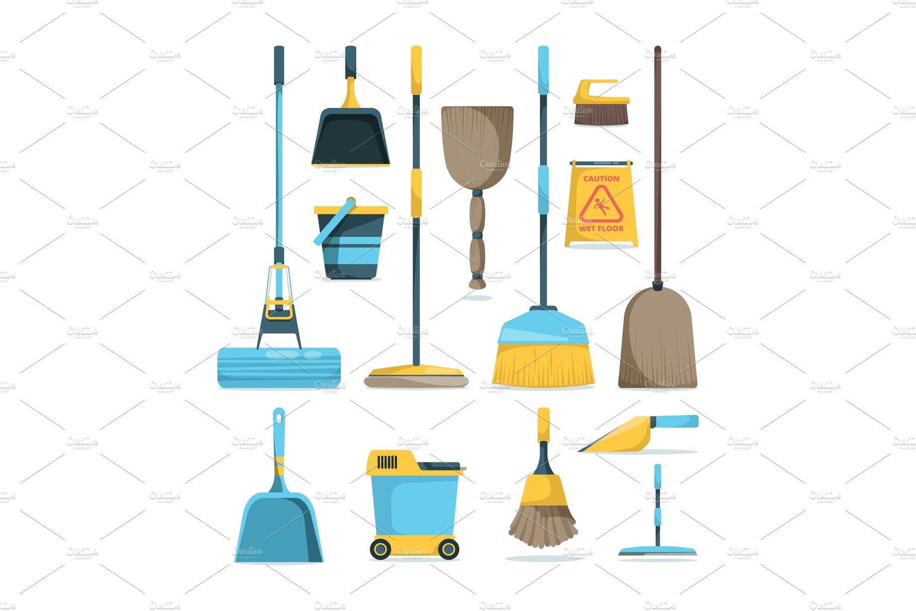 Broom and mops. Hygiene room cover image.