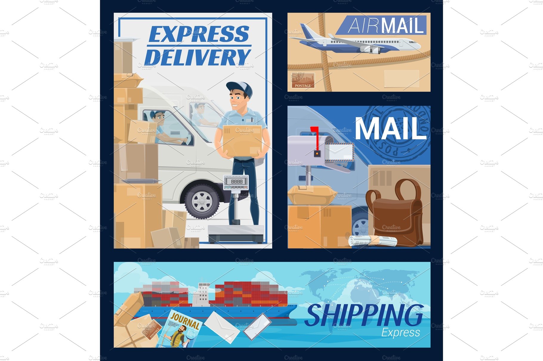 Post mail parcels delivery, courier cover image.
