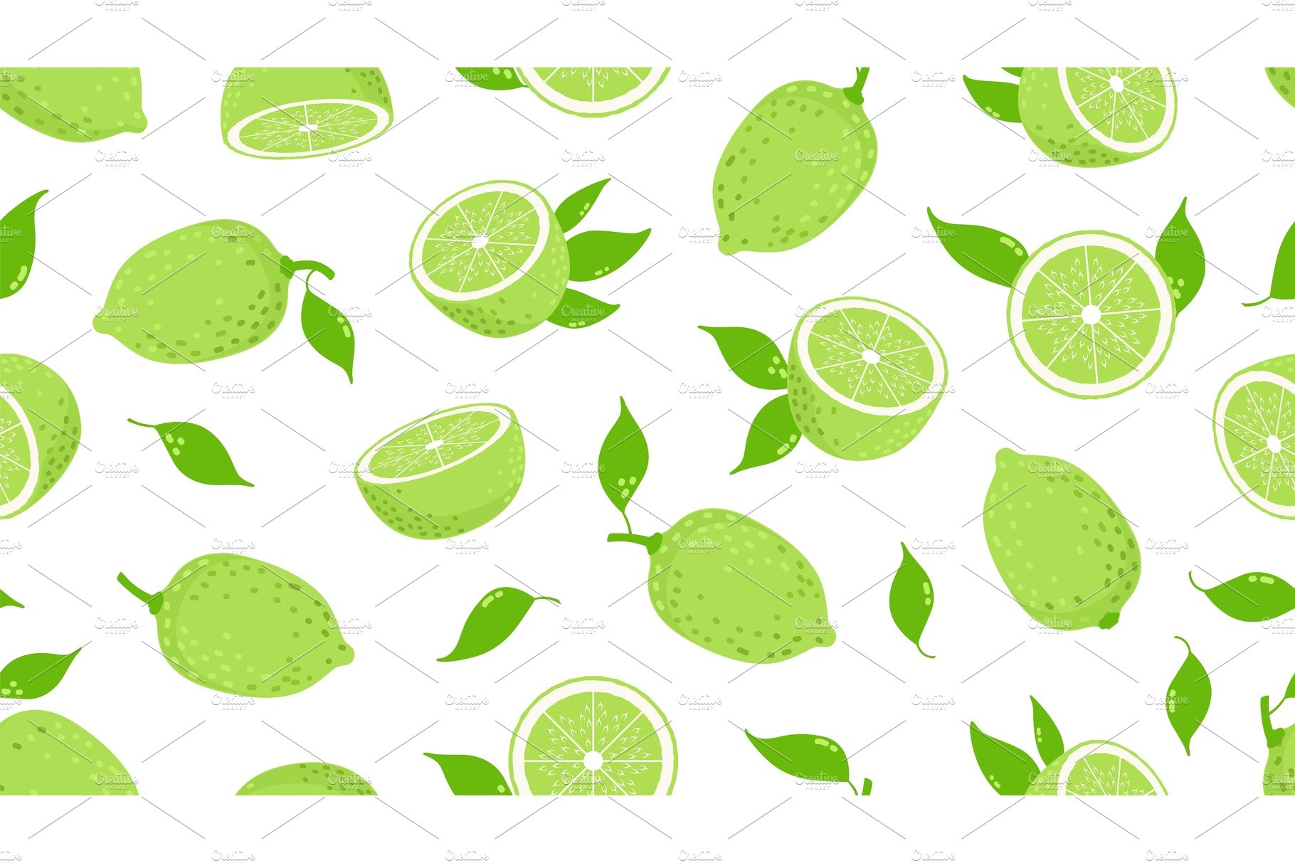 Citrus pattern. Lime slices, fresh cover image.