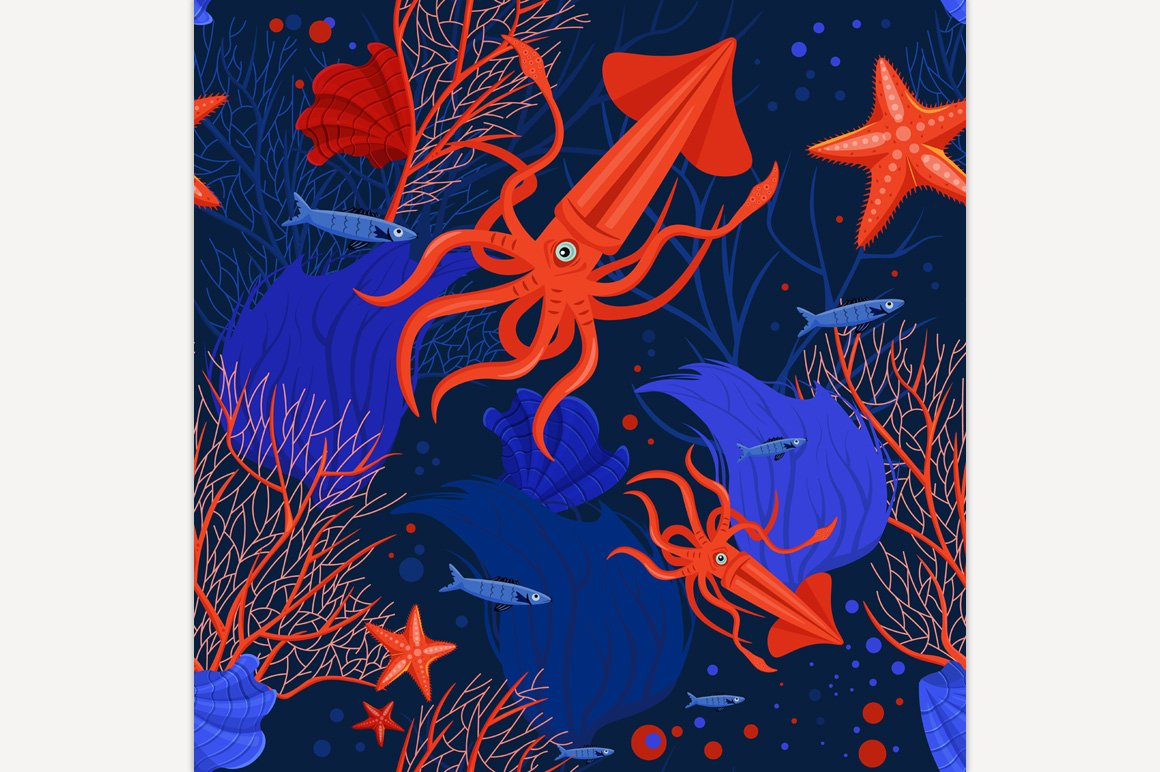 Marine life seamless pattern cover image.