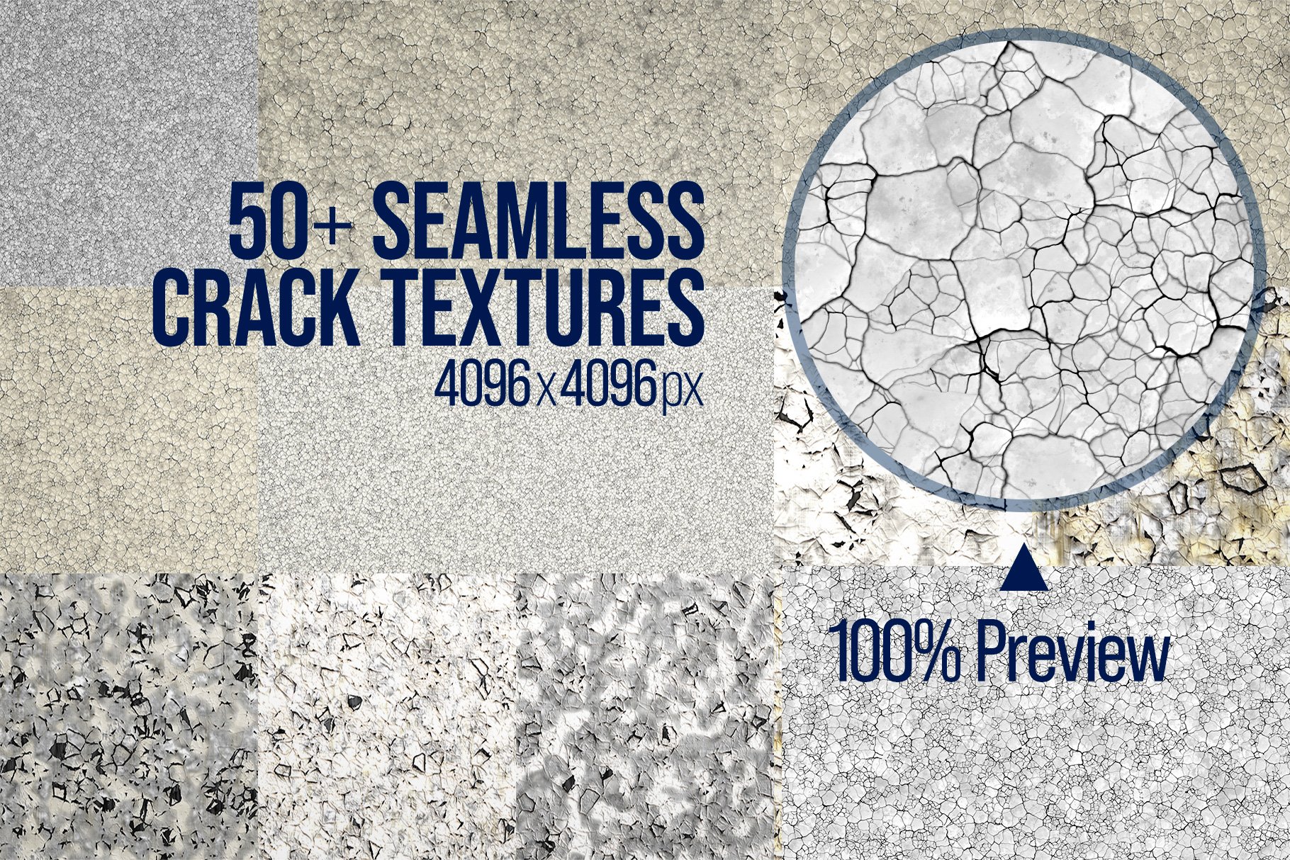 50+ Seamless Crack Textures preview image.
