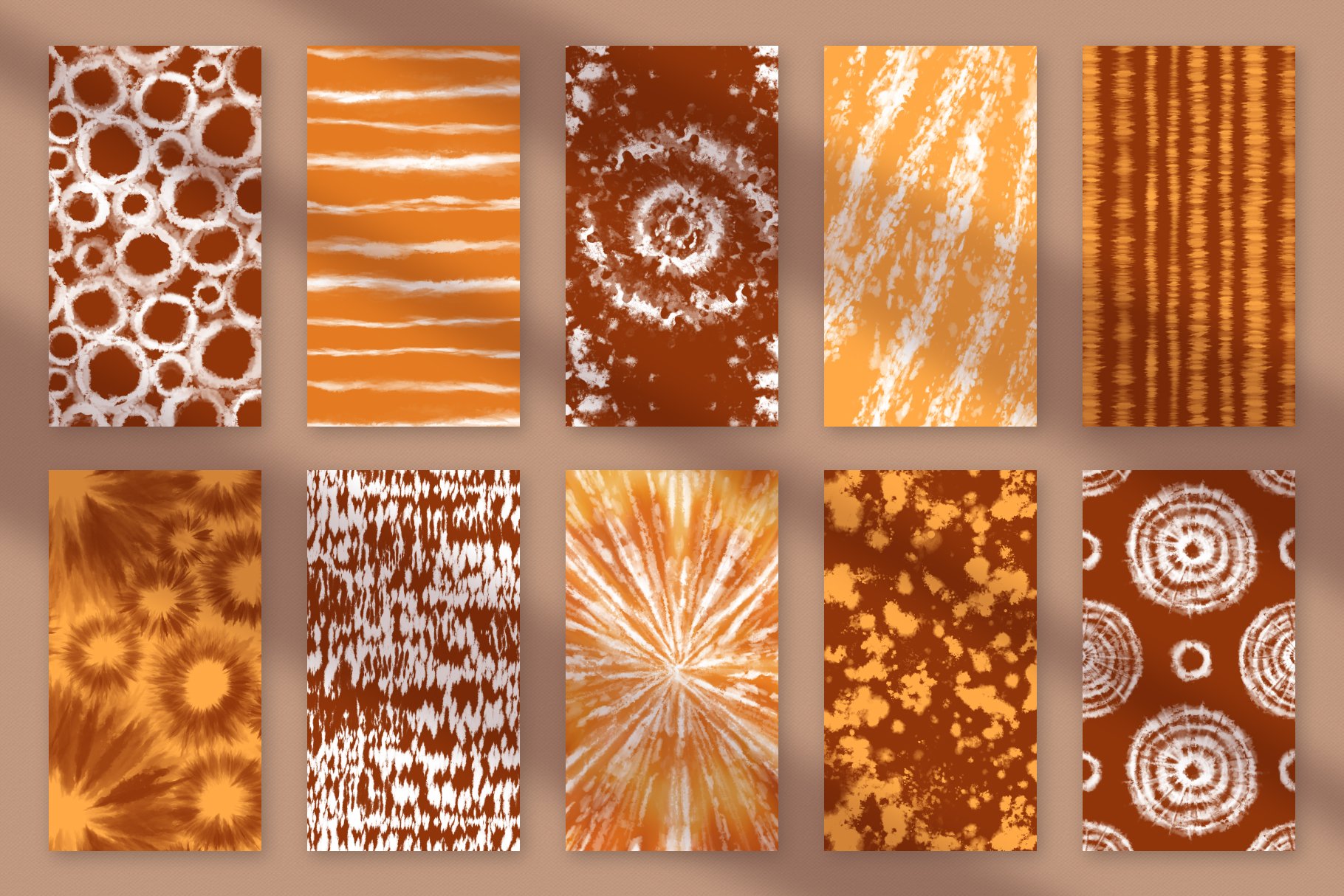 Seamless Terracotta Tie-Dye Patterns preview image.