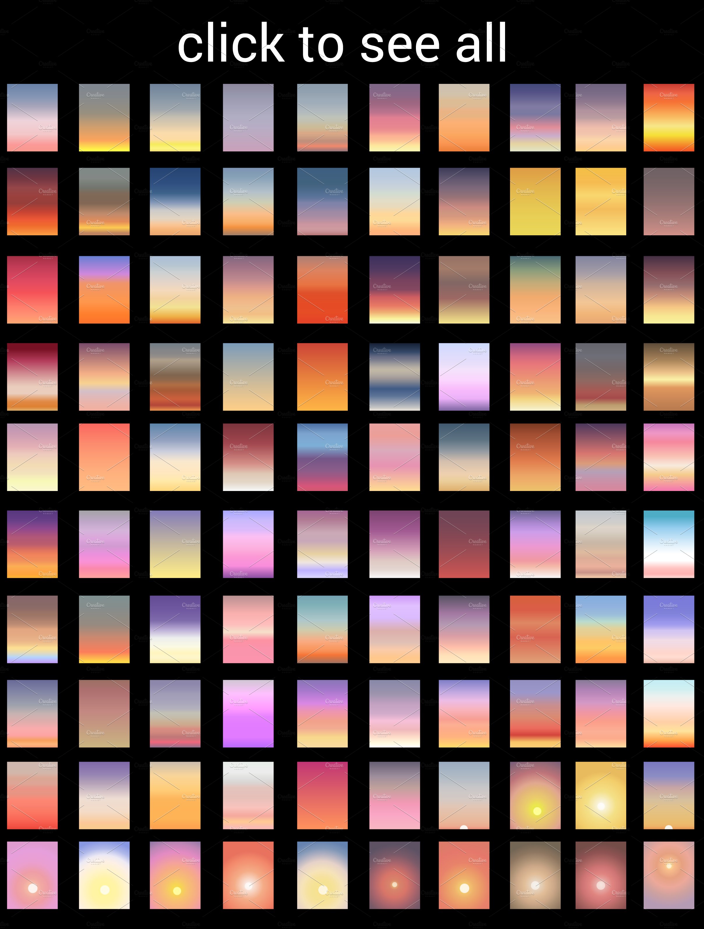 100 SUNSET & SUNRISE SKY GRADIENTS preview image.