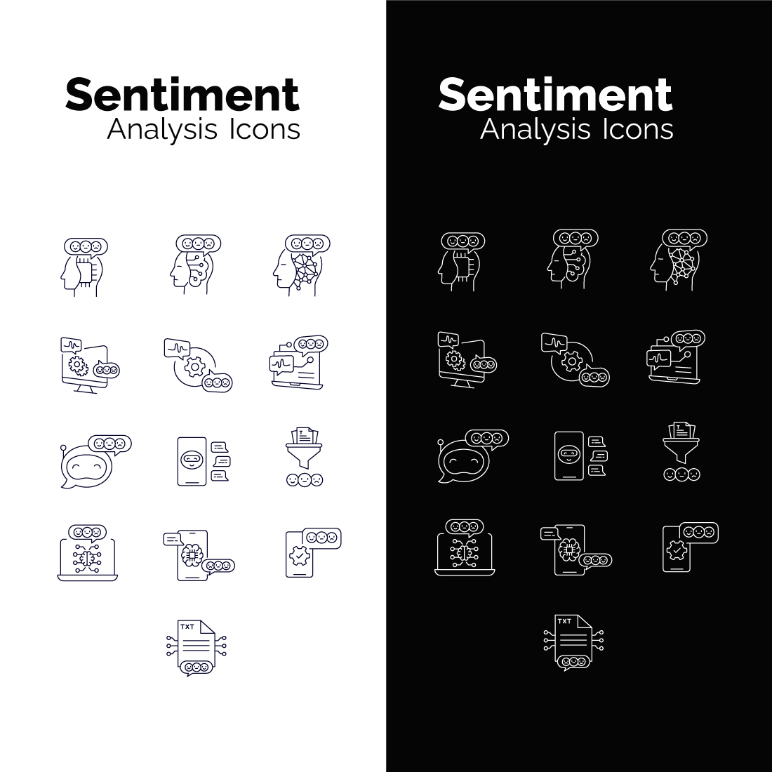 Sentiment Analysis Iconography: Vector Line Icons for Emotion Evaluation and Recognition Iconic Representation of Sentiment Analysis cover image.
