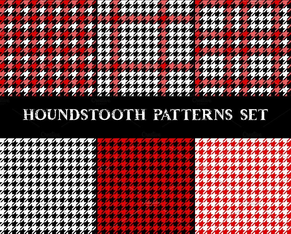 Houndstooth seamless pattern set cover image.