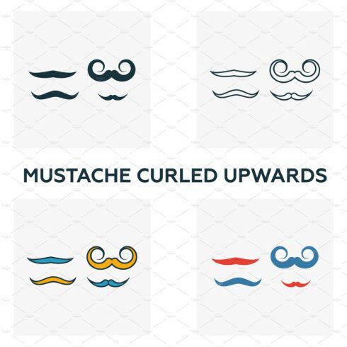 Mustache Curled Upwards icon set. cover image.
