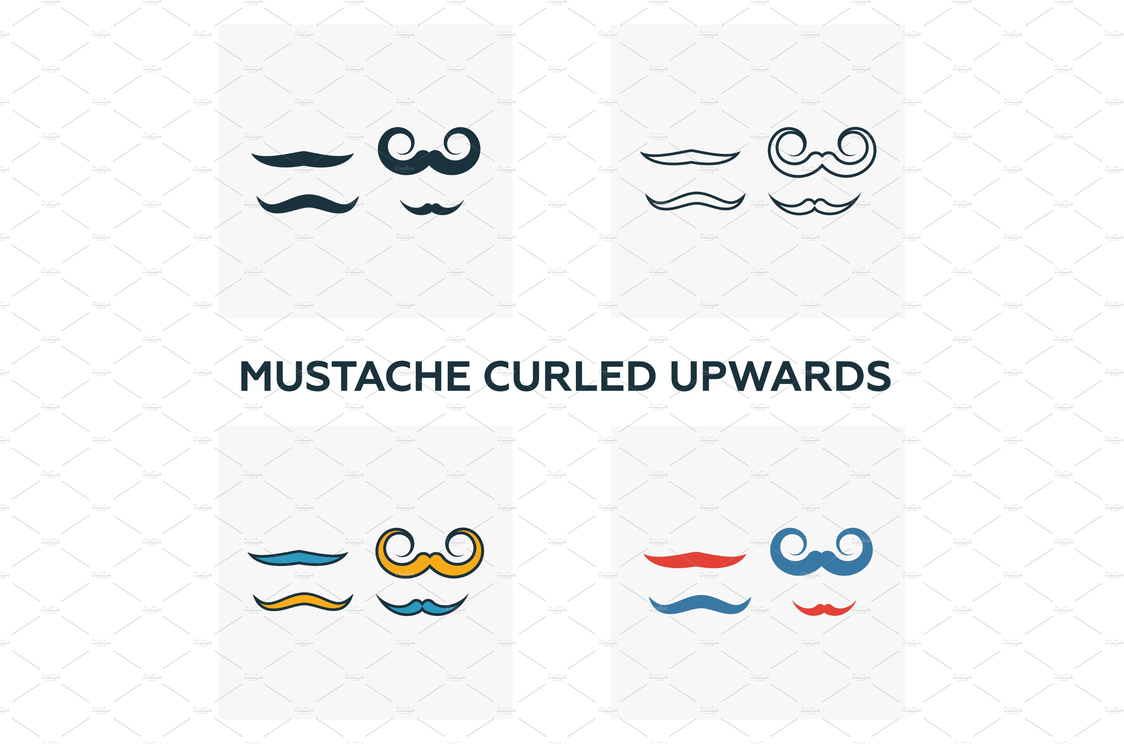 Mustache Curled Upwards icon set. cover image.