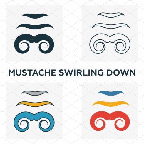 Mustache Swirling Down icon set. cover image.