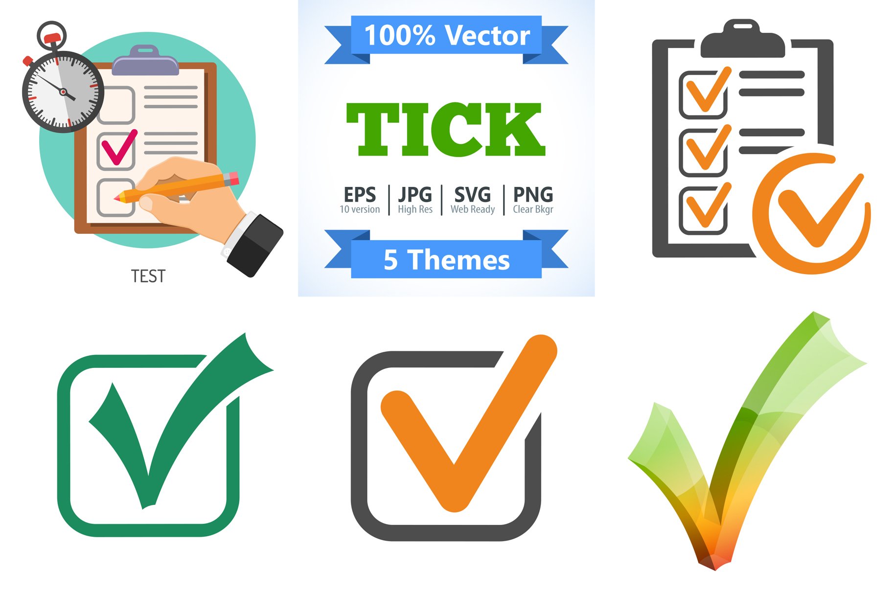 Online Test Concepts and Ticks Icons cover image.