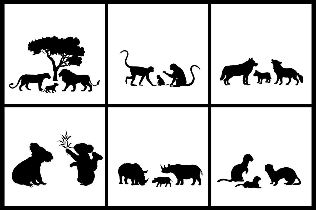 Silhouettes 50 families of animals preview image.