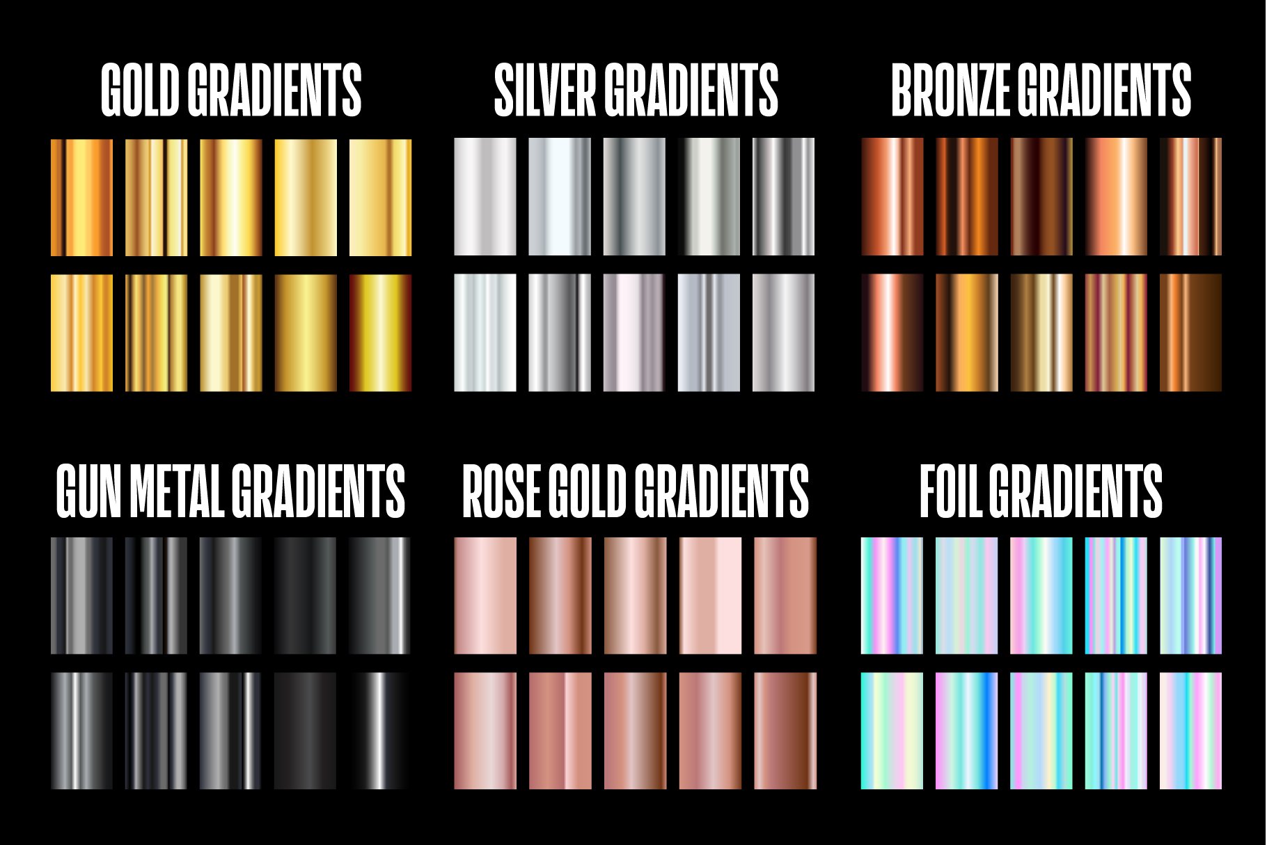 Set of 60 Metallic Gradients .AI cover image.
