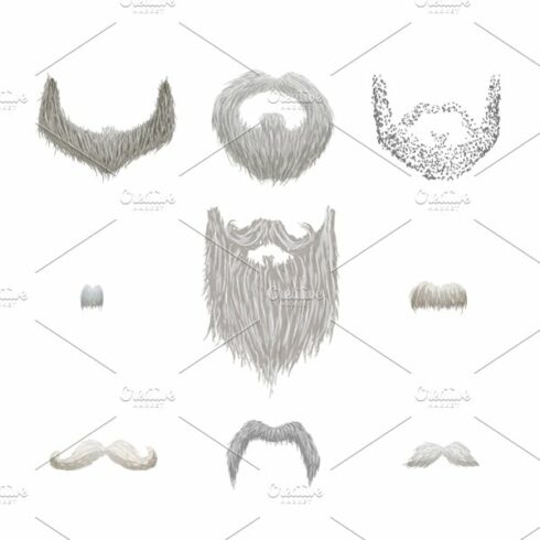 Set of gray mustaches and beards cover image.