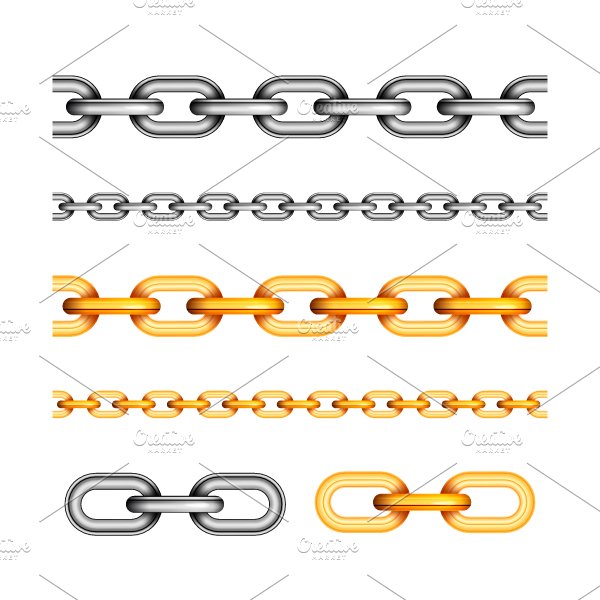 Set of different seamless chains cover image.