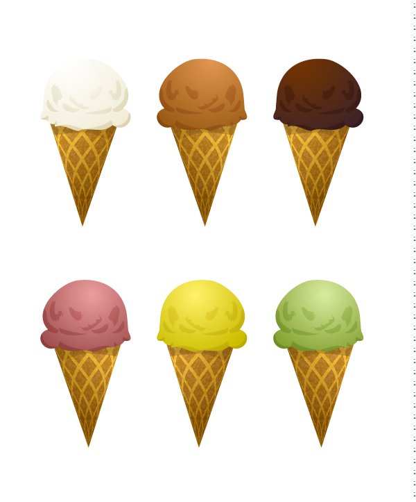 Set of six ice cream cone cover image.