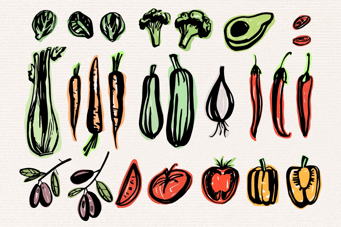 Vegetables - vector illustrations preview image.