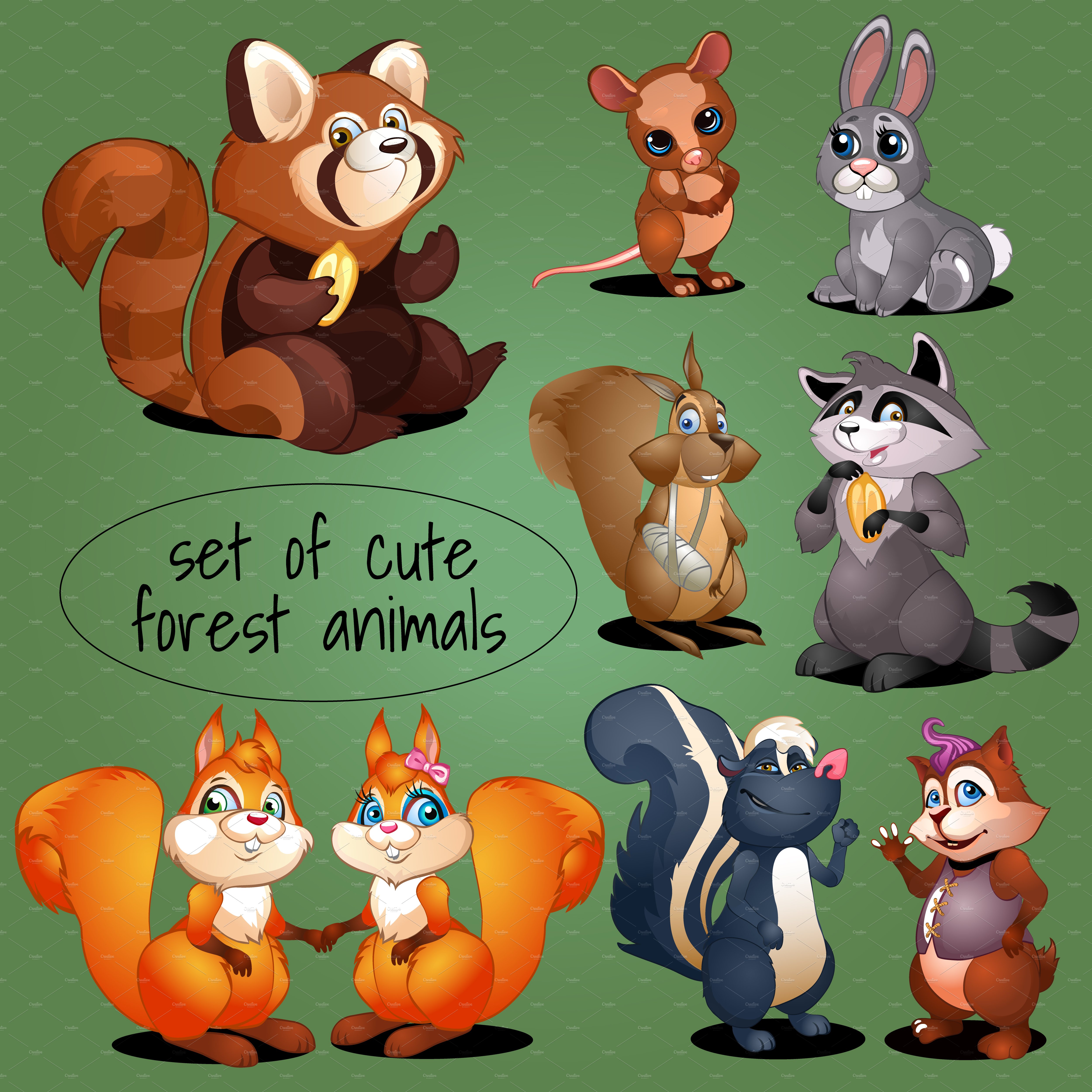 Set of adorable woodland creatures cover image.
