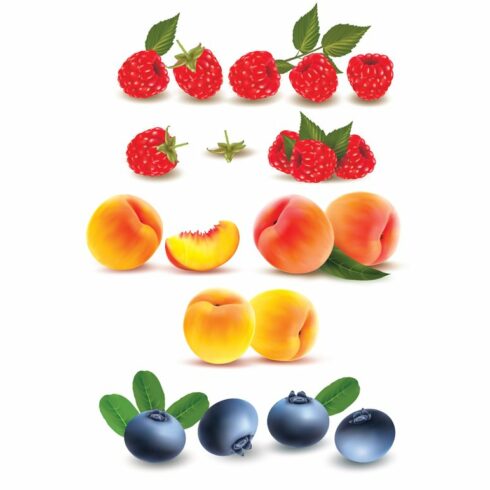 Raspberry, peach, blueberry. cover image.