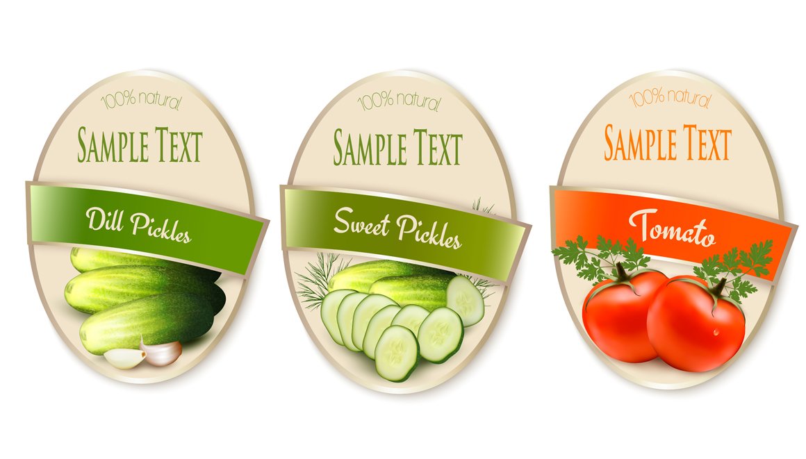 Labels with pickles and tomato cover image.