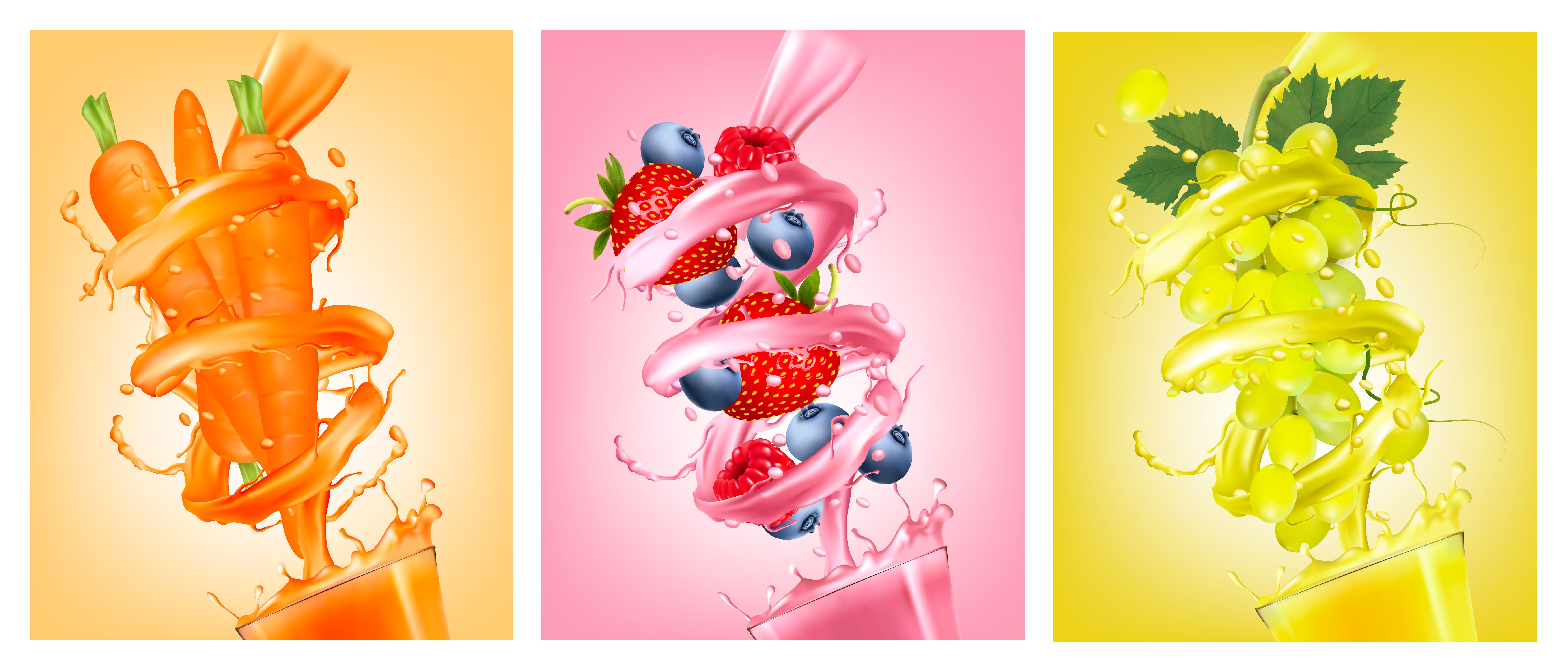 Fruit in juice splashes cover image.