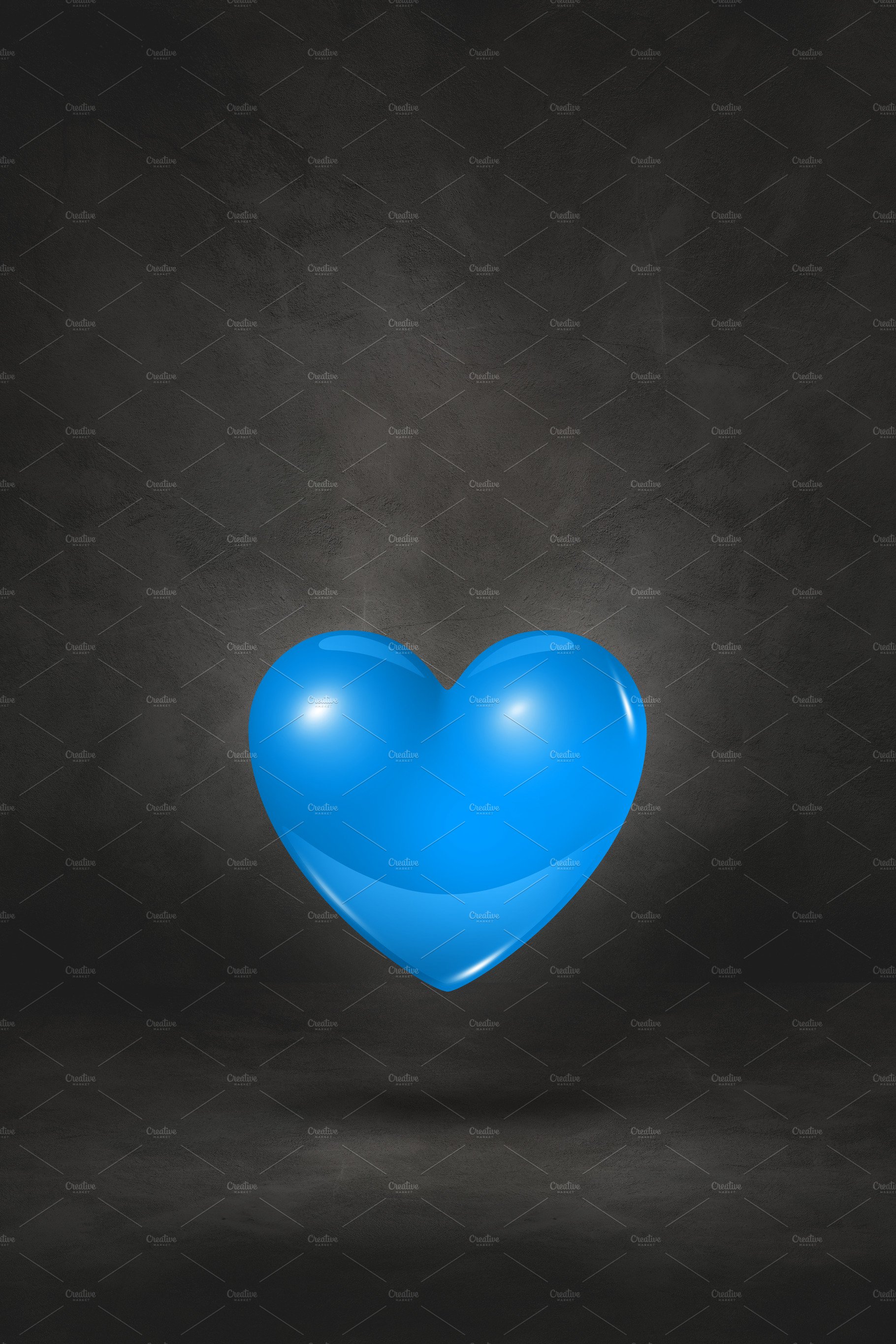 3D blue heart on a black studio background cover image.
