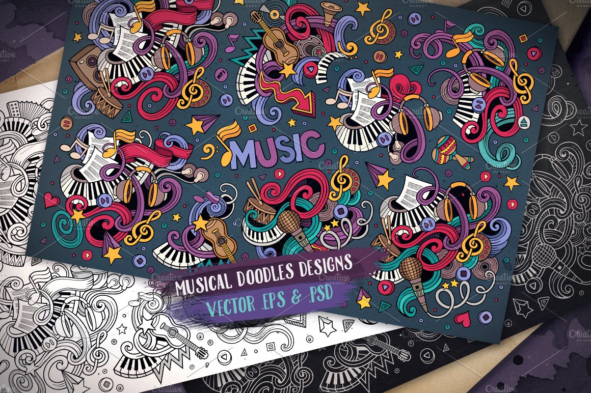 Musical Doodles Designs Set cover image.