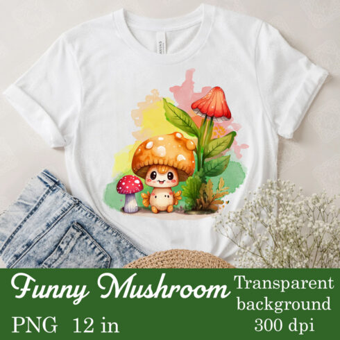 Little funny mushroom png sublimation cover image.