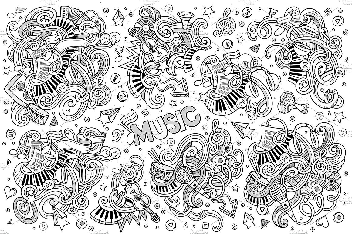 Musical Doodles Designs Set preview image.