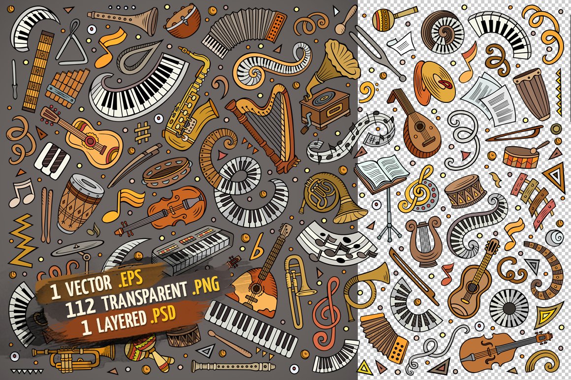 Classic Music Objects Set preview image.