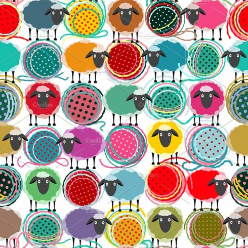 Seamless Sheep Yarn Balls Pattern cover image.