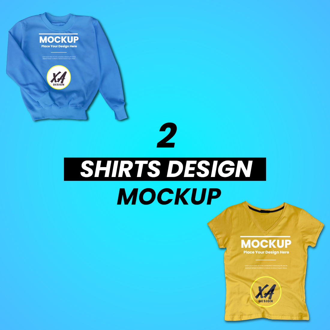 2 Shirts Design For Mockup preview image.