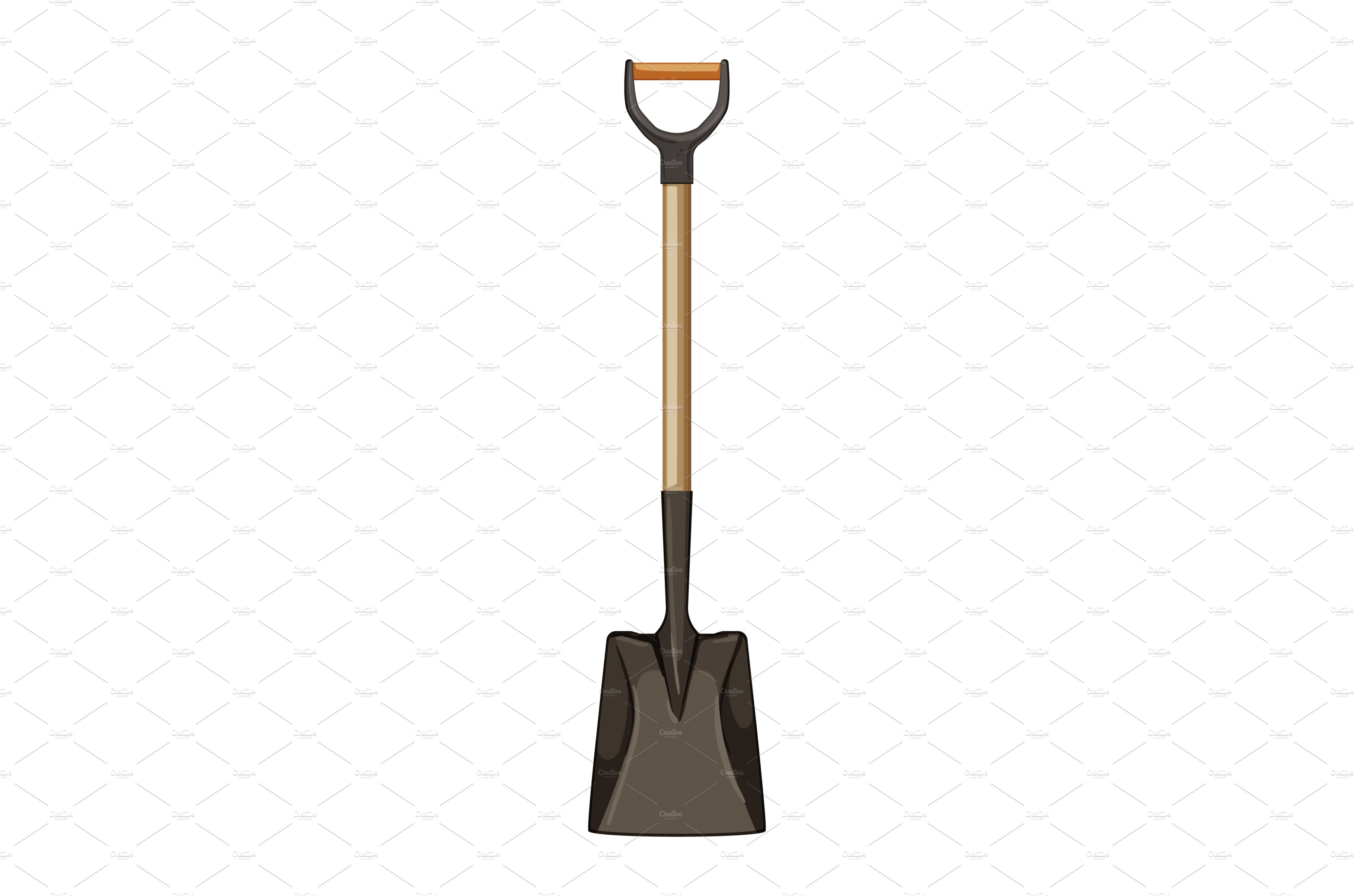 steel shovel tool cartoon vector cover image.