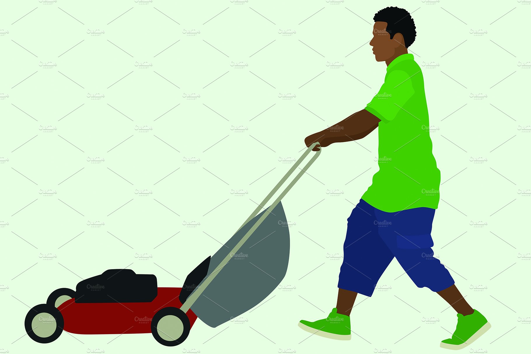 Black Man Pushing Lawnmower cover image.