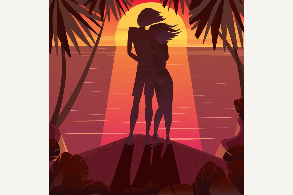 Silhouette of a couple at sunset cover image.
