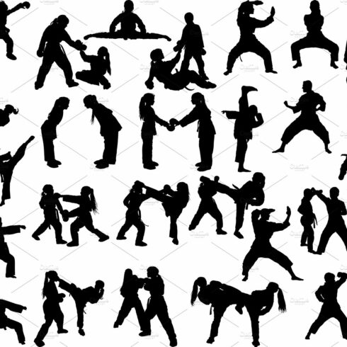 karate silhouettes set cover image.
