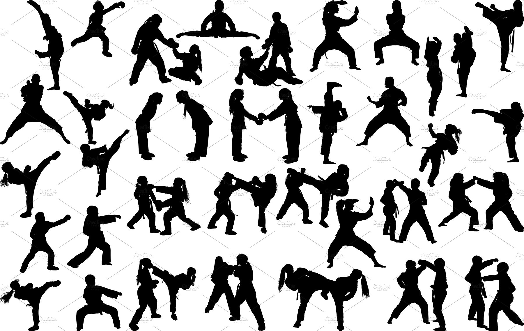 karate silhouettes set cover image.