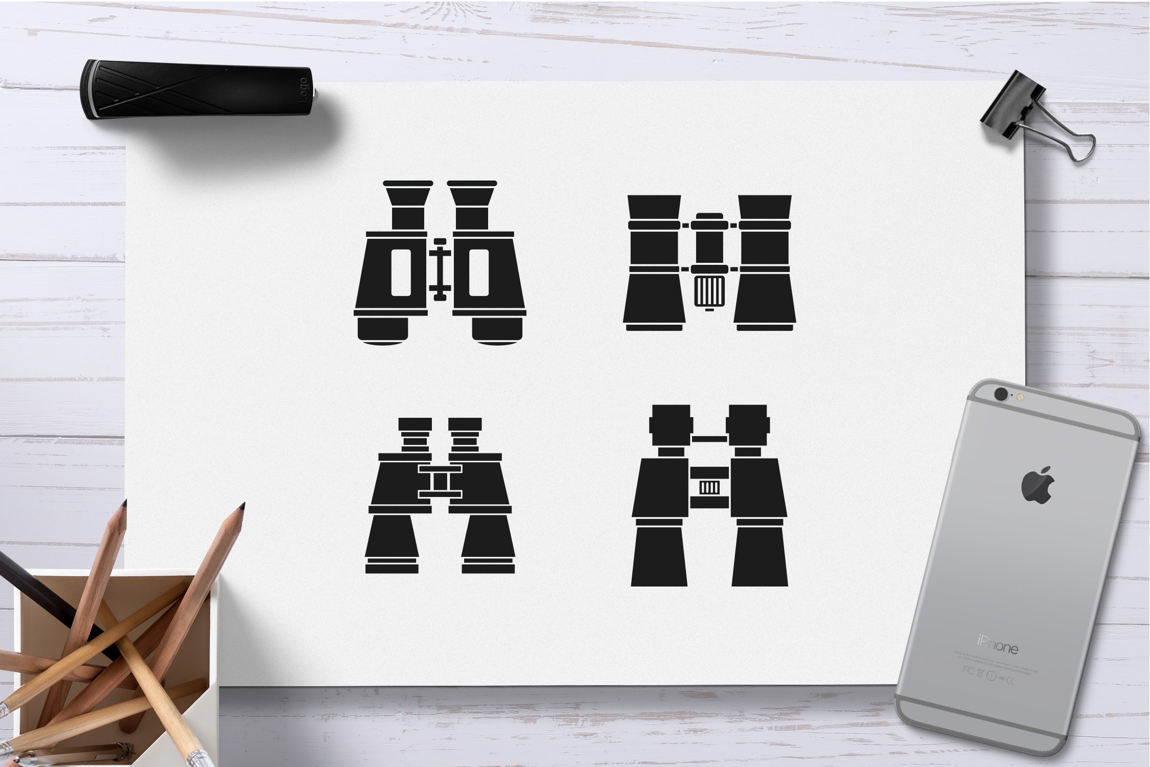 Binoculars icon set, simple style preview image.