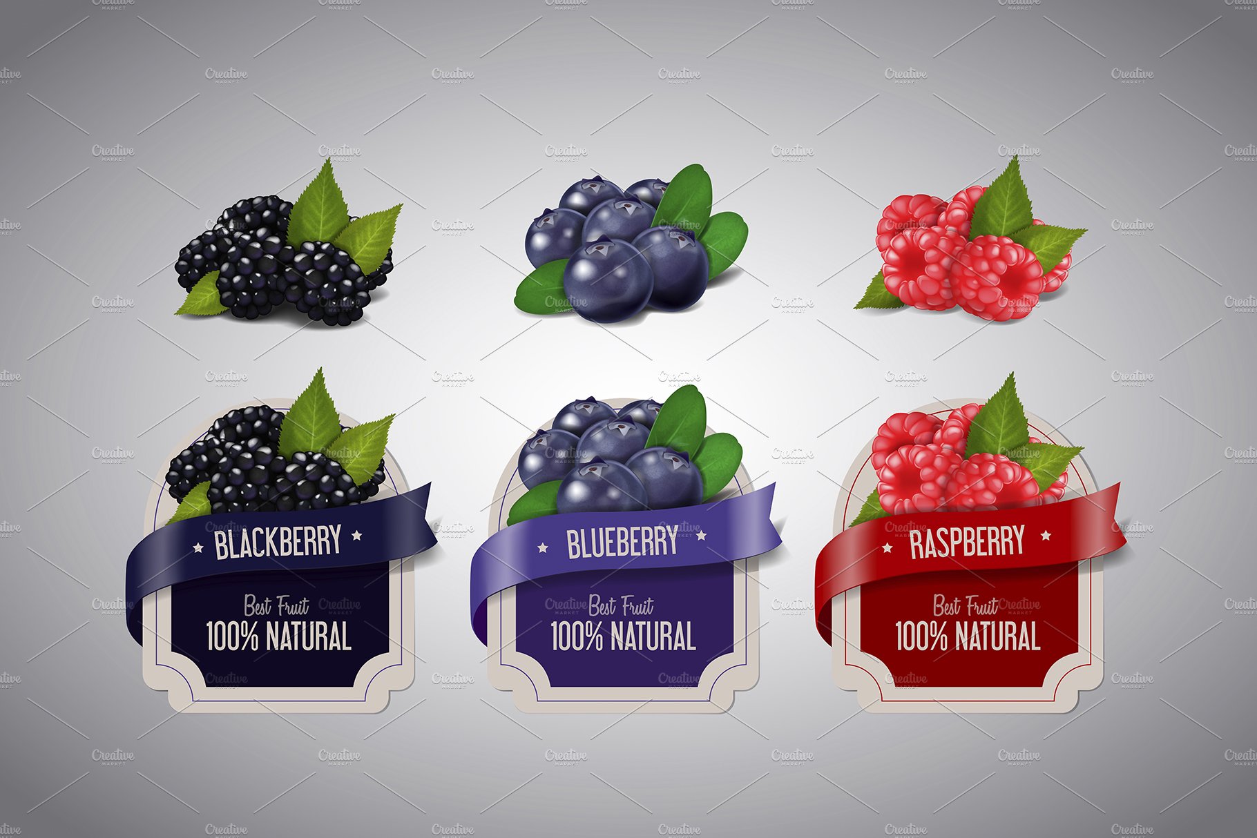 Realistic Berry labels set cover image.