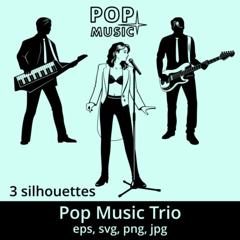 Pop Music Trio Silhouettes SVG cover image.