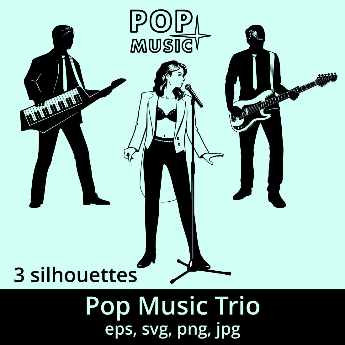 Pop Music Trio Silhouettes SVG - MasterBundles