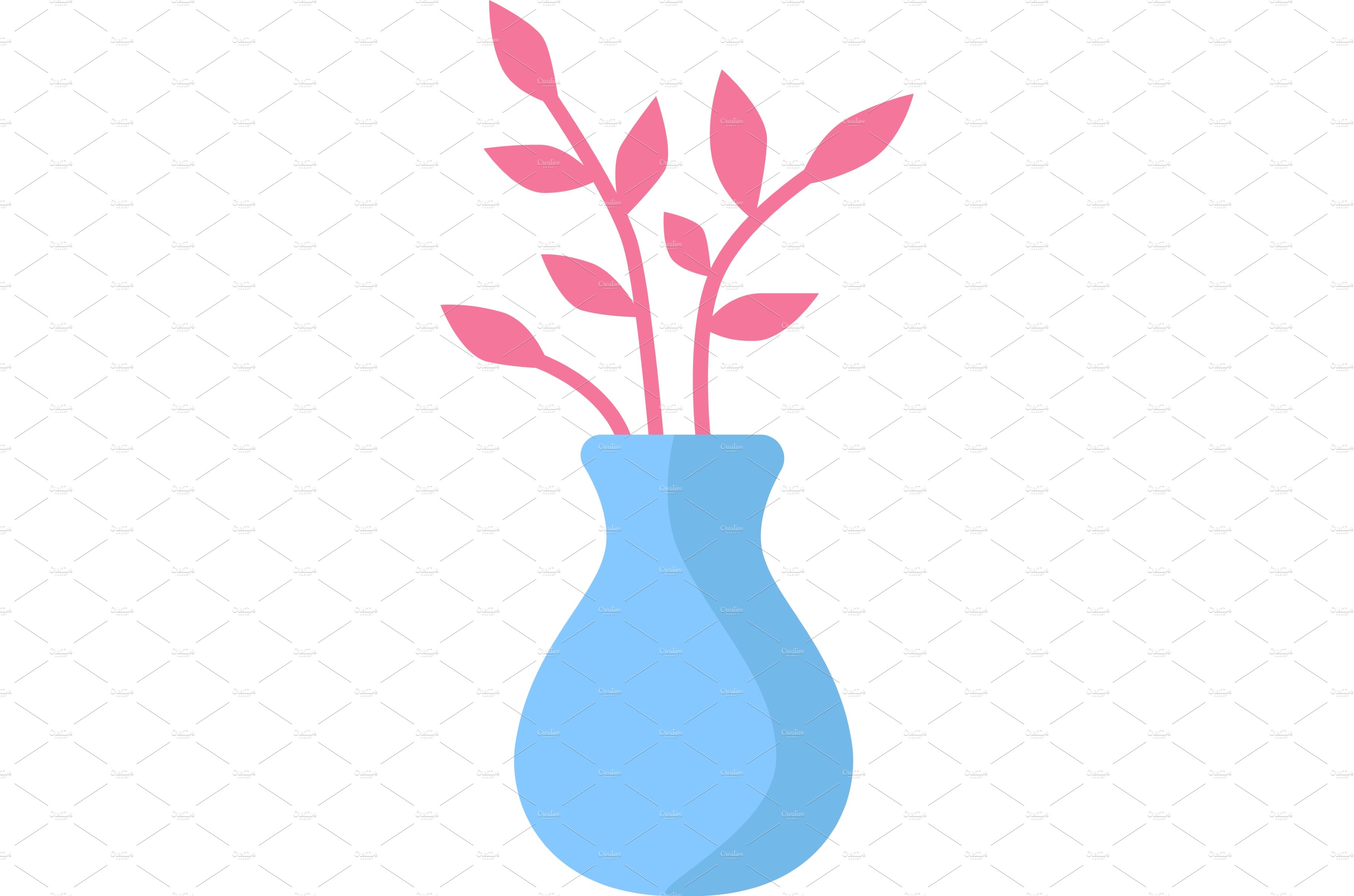 Flower vase vector icon floral plant cover image.
