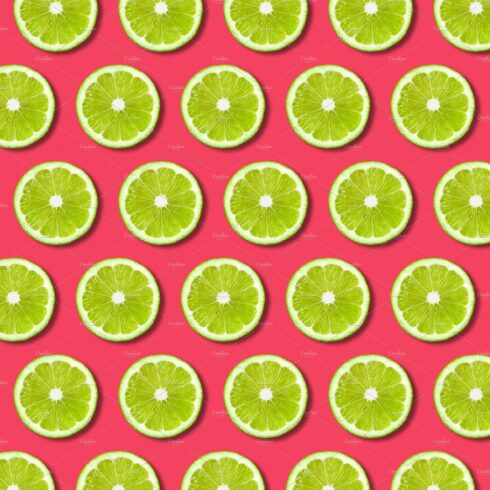 Fruit pattern with green lime slice cover image.