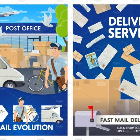 Post office. Letters and mailbox cover image.