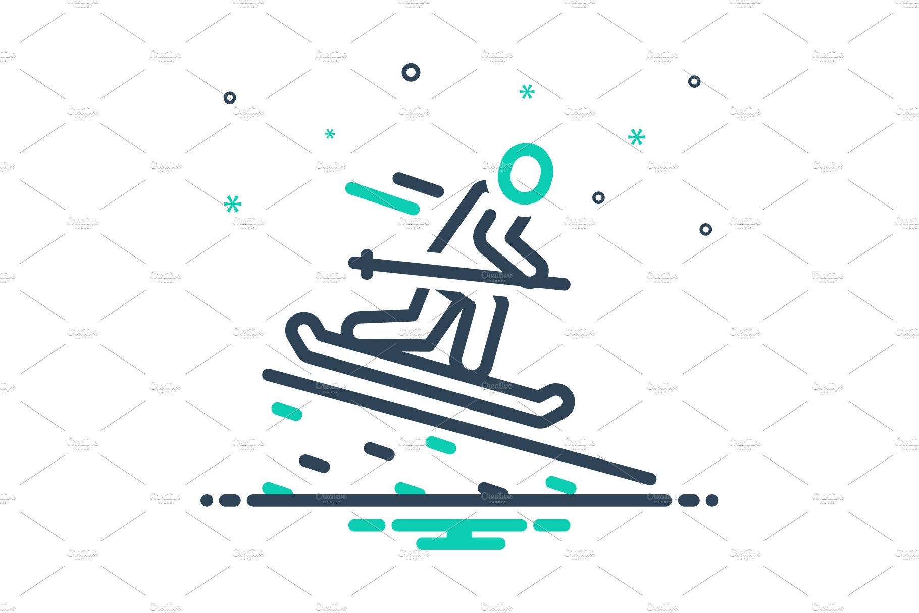 Skiing sliding mix icon cover image.