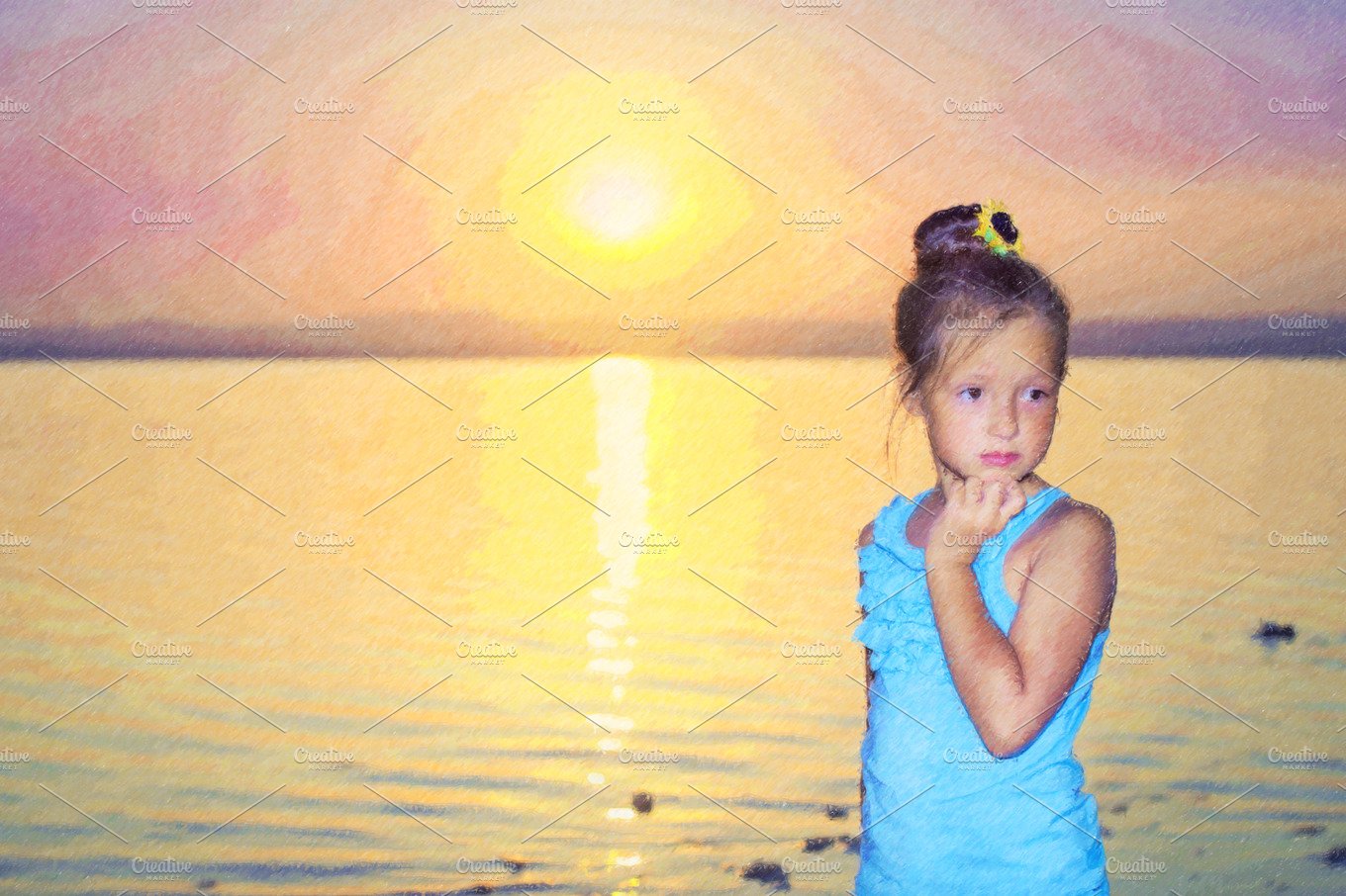 Pensive girl against a pink sunset over salt lake cover image.