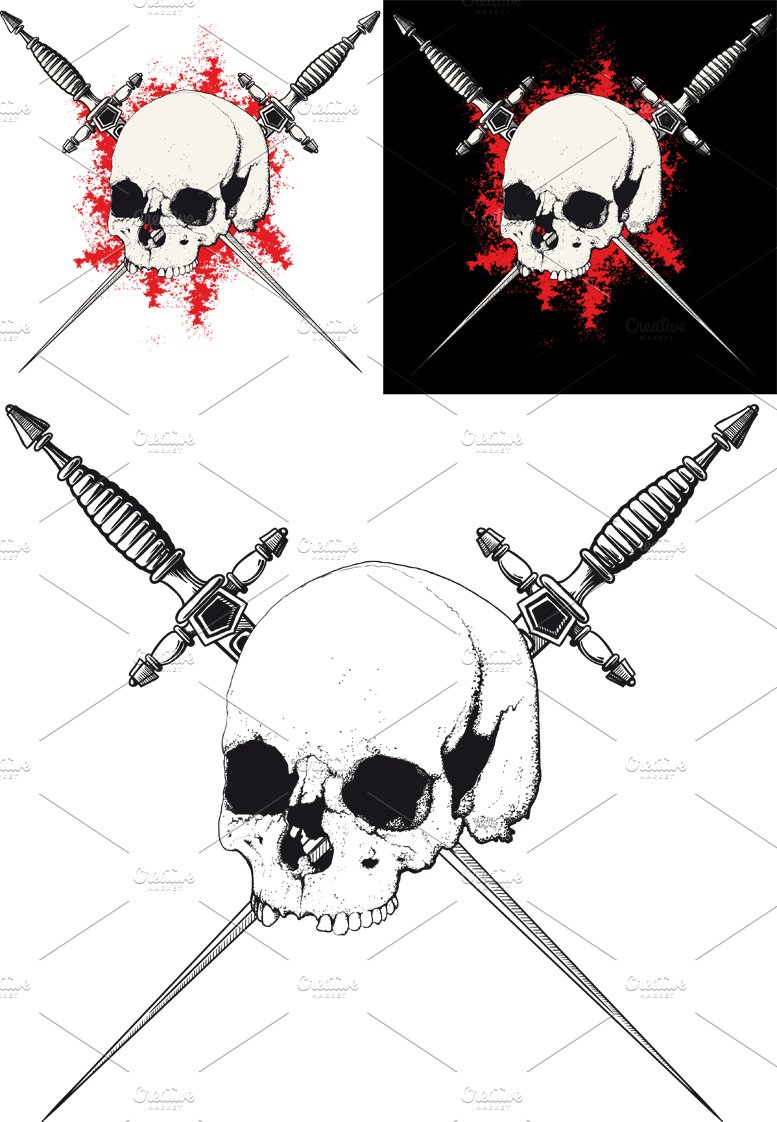 skull and cross swords tattoo