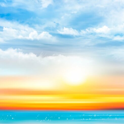 Sunset sky background. Vector cover image.