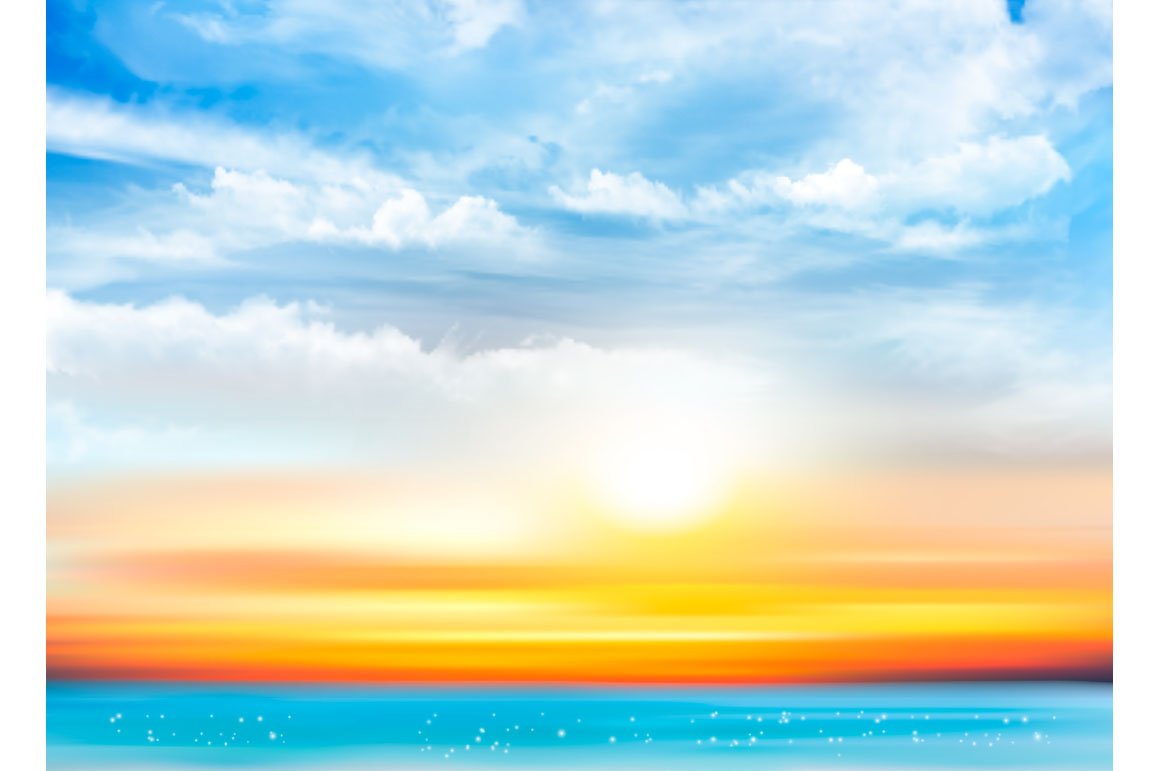 Sunset sky background. Vector cover image.